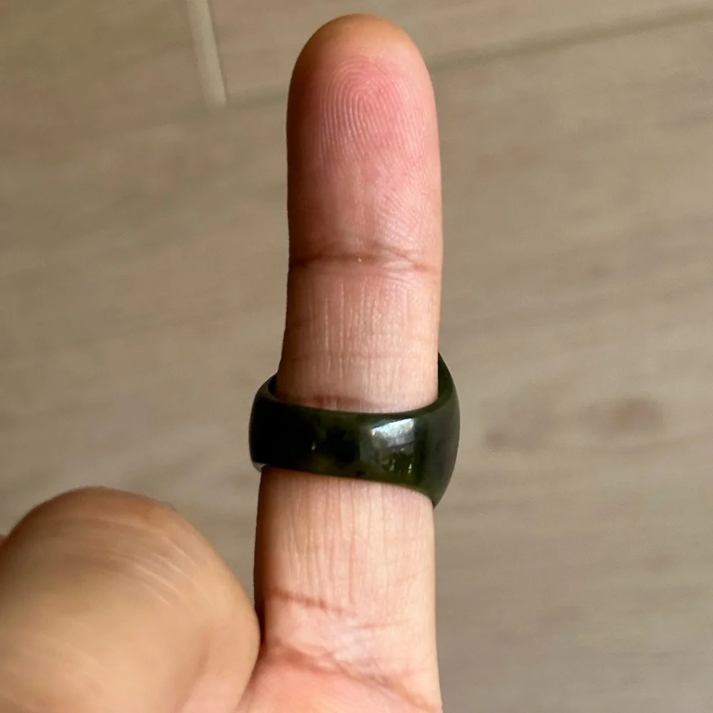 Dark Nephrite Jade Stone Ring